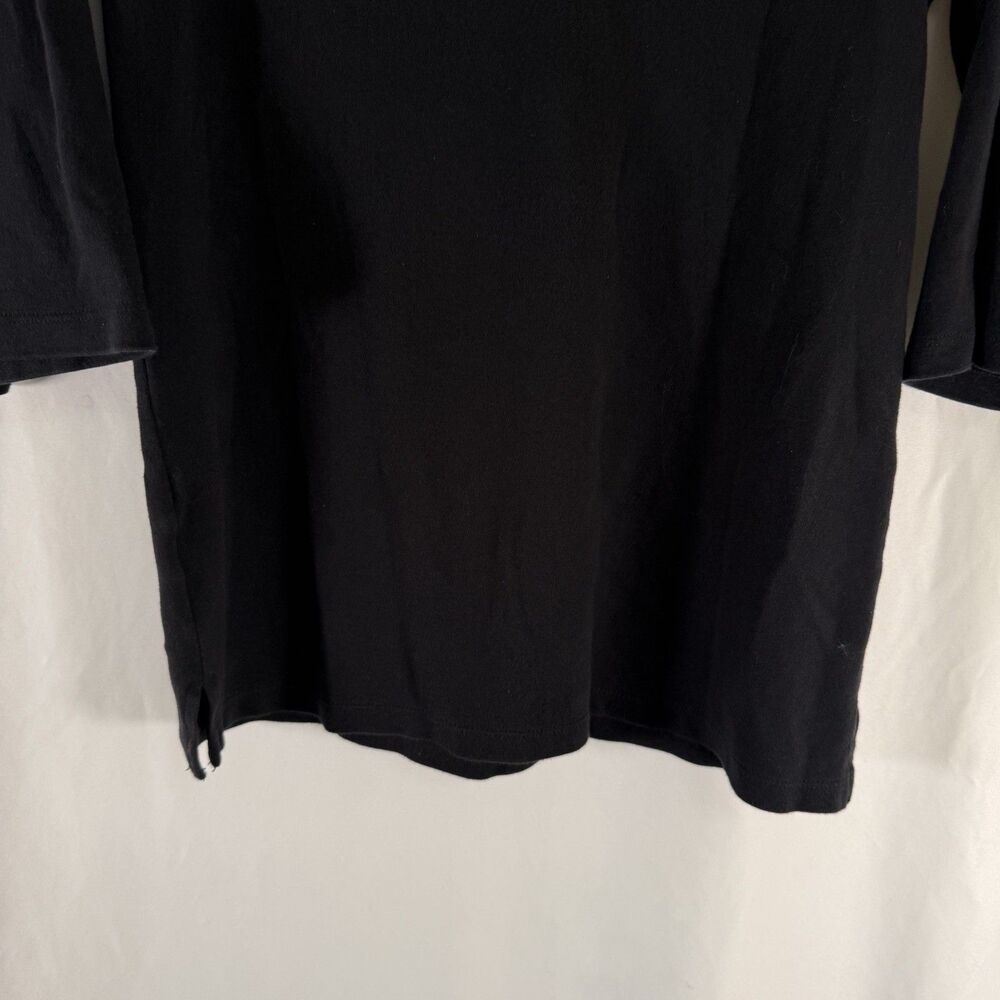 Quacker Factory Blouse Women's XS Black White Embroidered V-Neck 3/4 Sleeve - Picture 6 of 8